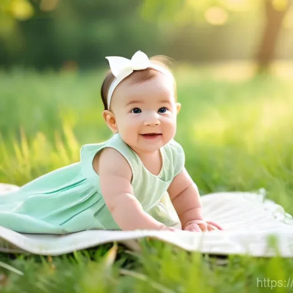 유아용 여름 드레스 스타일 - **Prompt 1: Cheerful Baby in Organic Cotton Muslin Dress**
    "A joyful baby girl, approximately 8 ...