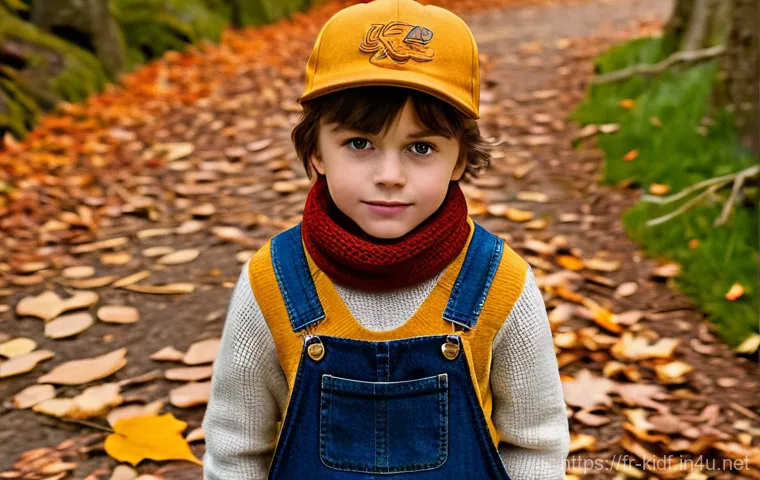 아동용 오버롤 스타일링 - **Vibrant Spring Playtime:**
    A cheerful young child, approximately 6 years old, with bright, joy...