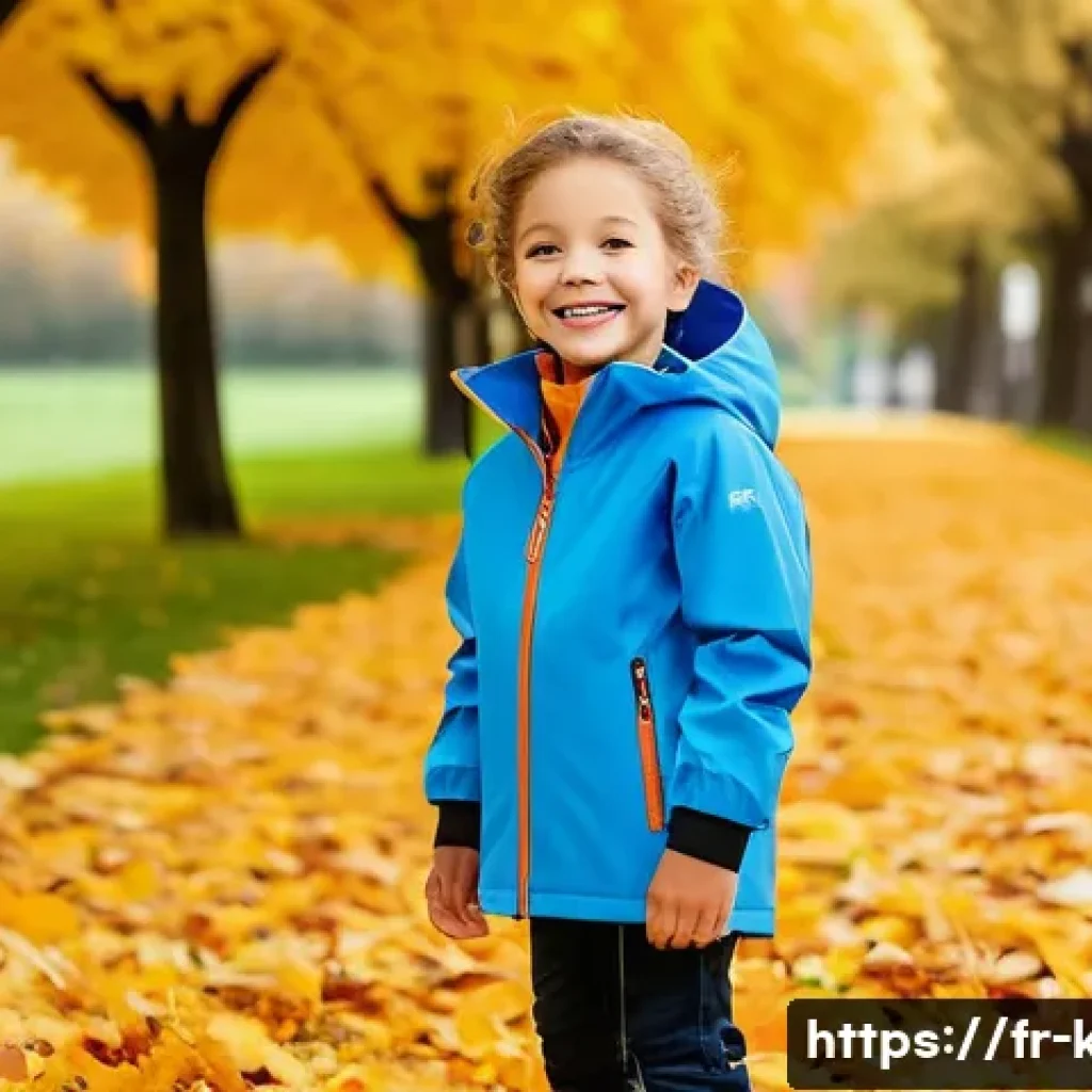 아동용 가을 점퍼 추천 - A cheerful young child wearing a lightweight softshell autumn jacket with ergonomic raglan sleeves a...