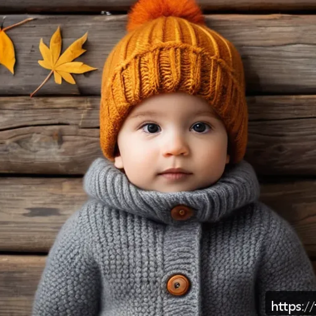 아동용 니트 모자 스타일 - A cozy children&rsquo;s woolen hat made from natural Merino wool, displayed on a rustic wooden table with ...